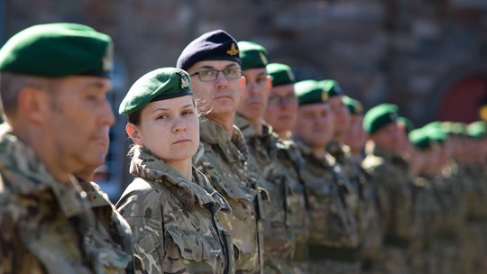 A number of soldiers on parade