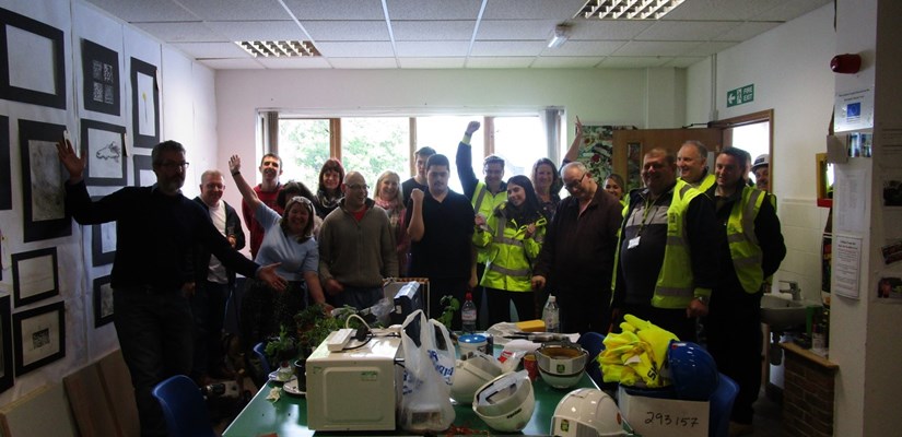 Skanska volunteers and Red2Green learners celebrate their success