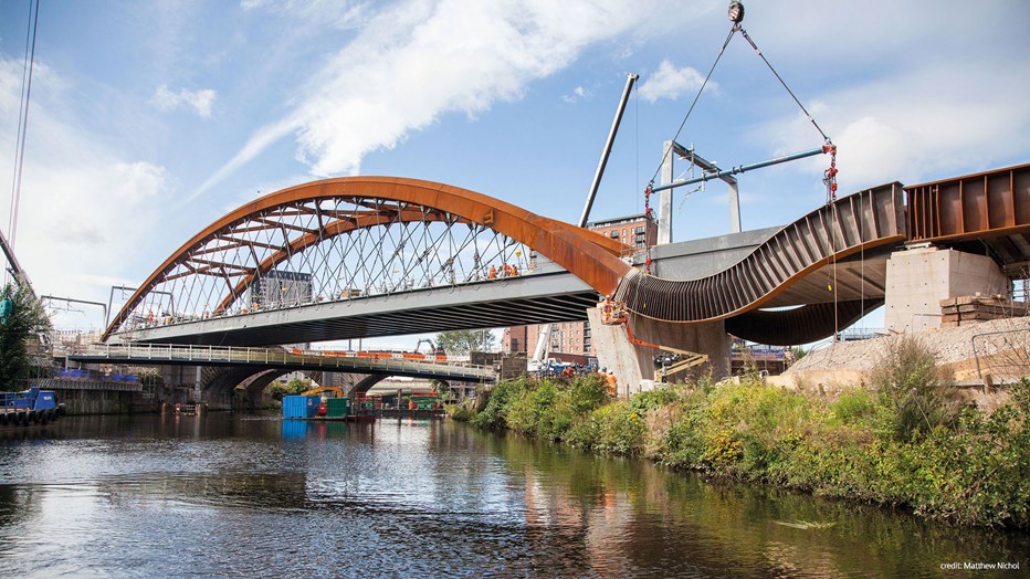 Ordsall Chord network arch bridge.  credit: Matthew Nichol