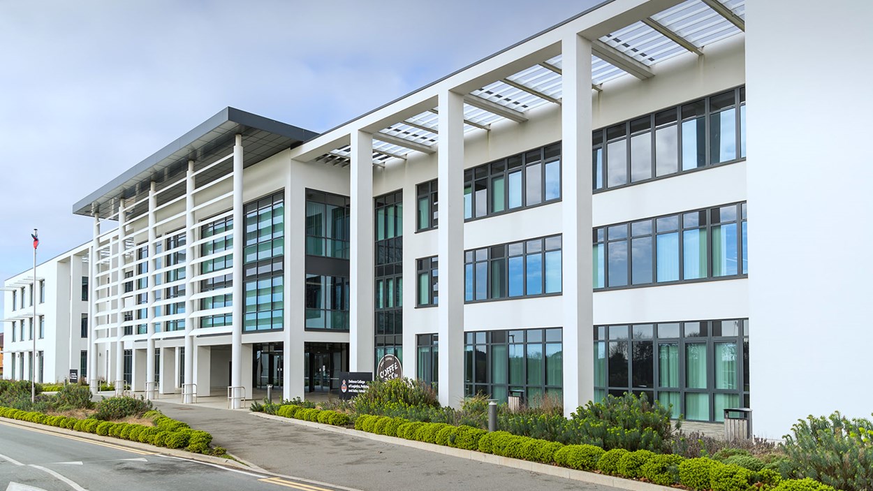 The front of the new Royal College of Policing, Logistics and Administration, built by Skanska