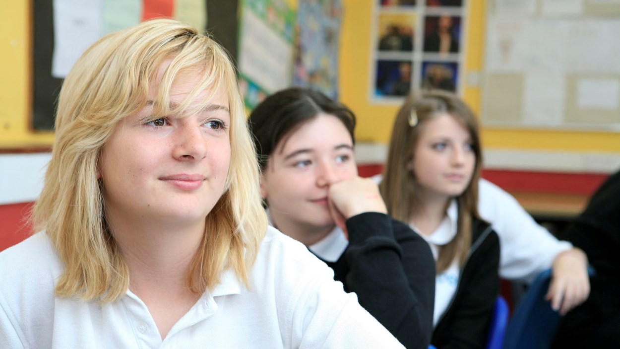 Secondary school pupils in a classroom