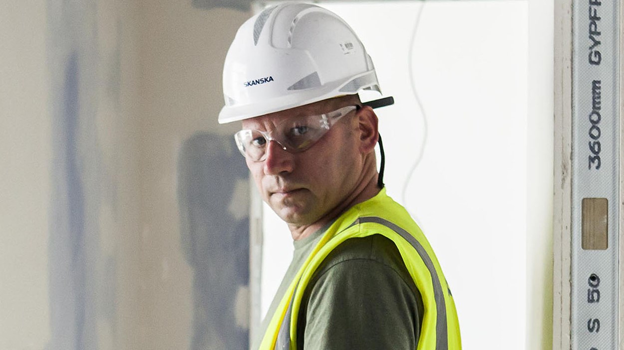 A Skanska construction worker at a project