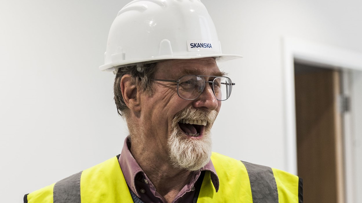 A happy Skanska construction worker