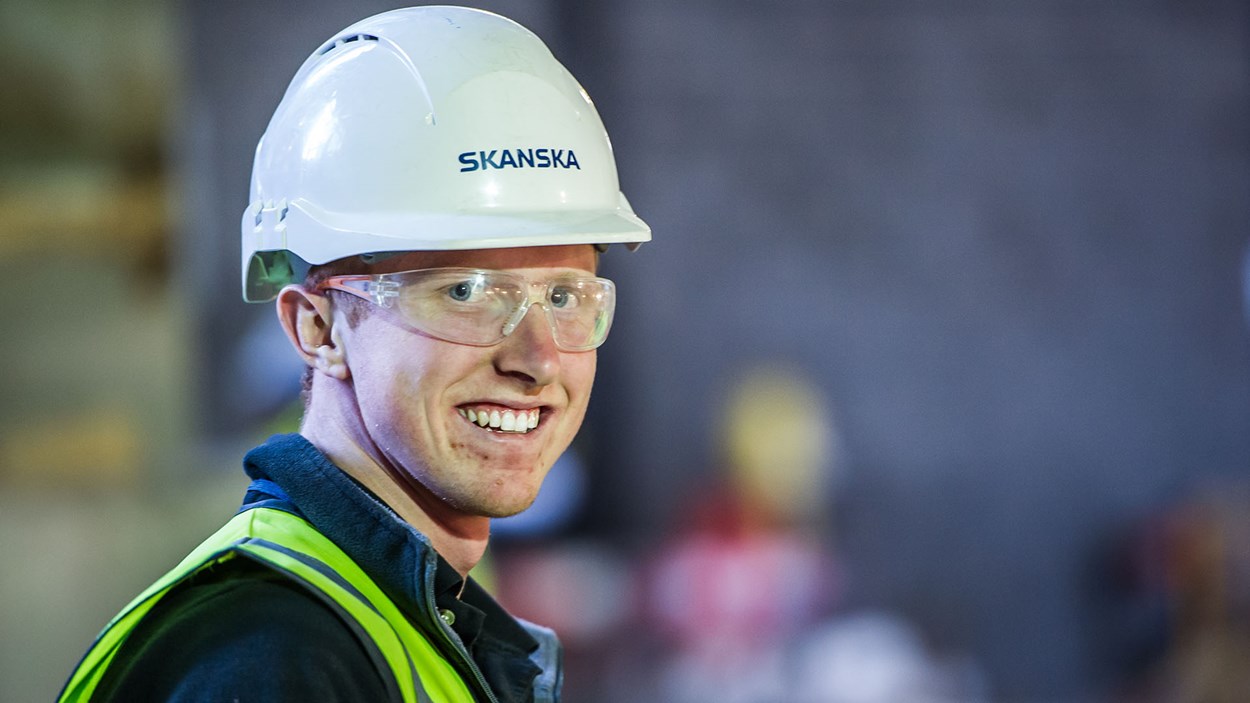 A Skanska construction worker at a project