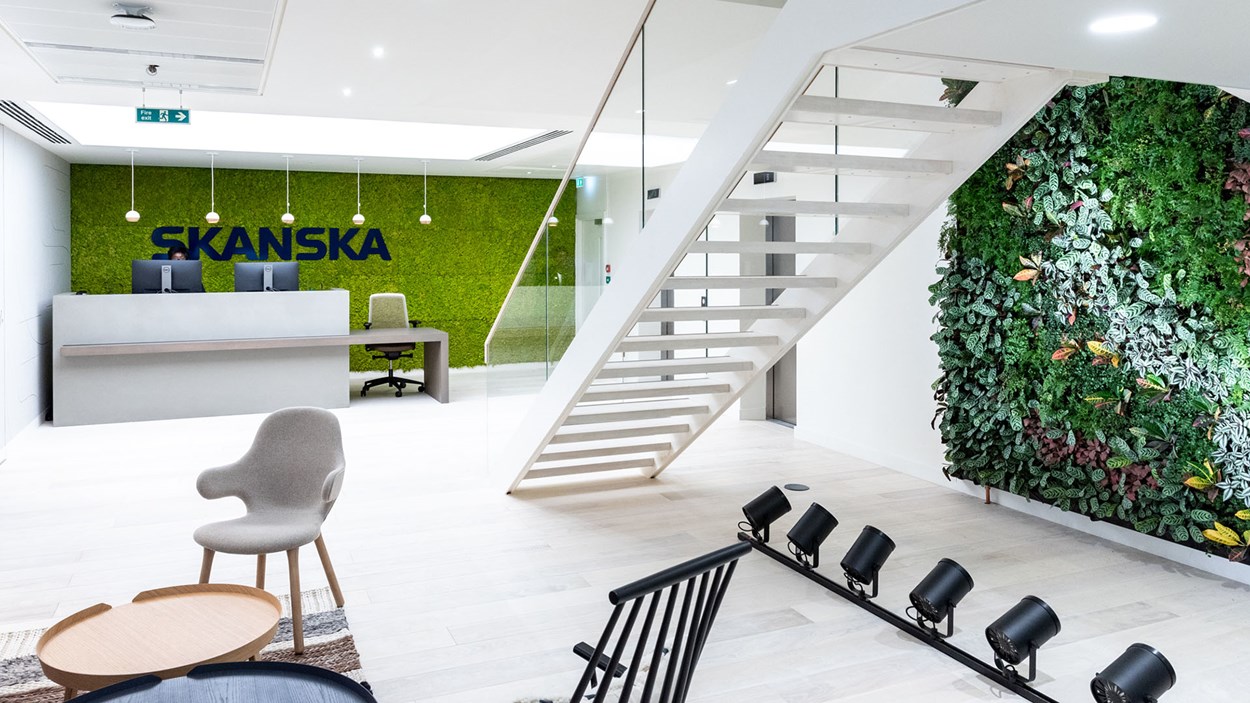 The reception at 51 Moorgate, Skanska's London office